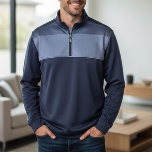 Bollé Men’s XL 1/4 Zip Pullover Performance Athletic Jacket Blue Polyester